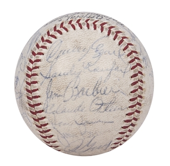 1966 National League Champion Los Angeles Dodgers Team Signed ONL Giles Baseball With 25 Signatures Including Sandy Koufax, Don Sutton, Walter Alston and Don Drysdale (JSA)